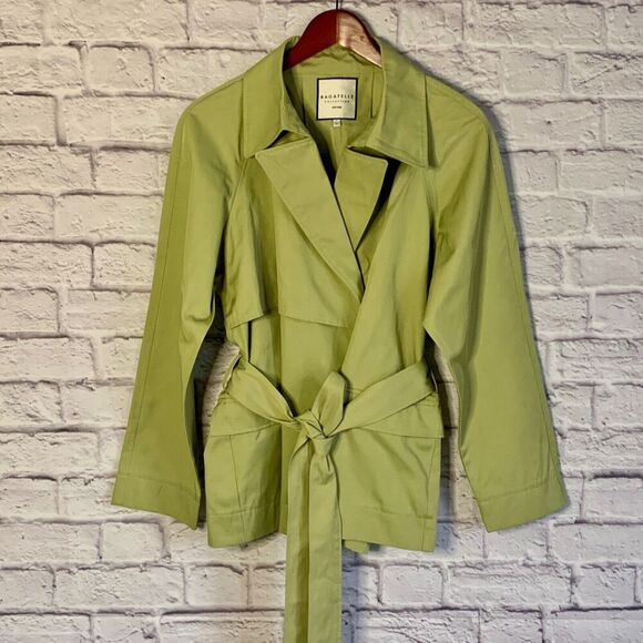 Bagatelle Collection Jacket LARGE Green Front Tie with Pockets Split Back Collar - Picture 2 of 12